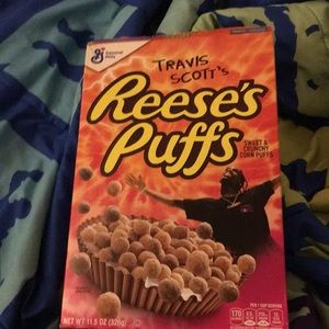Travis Scoot Reese’s Puffs Cereal box.